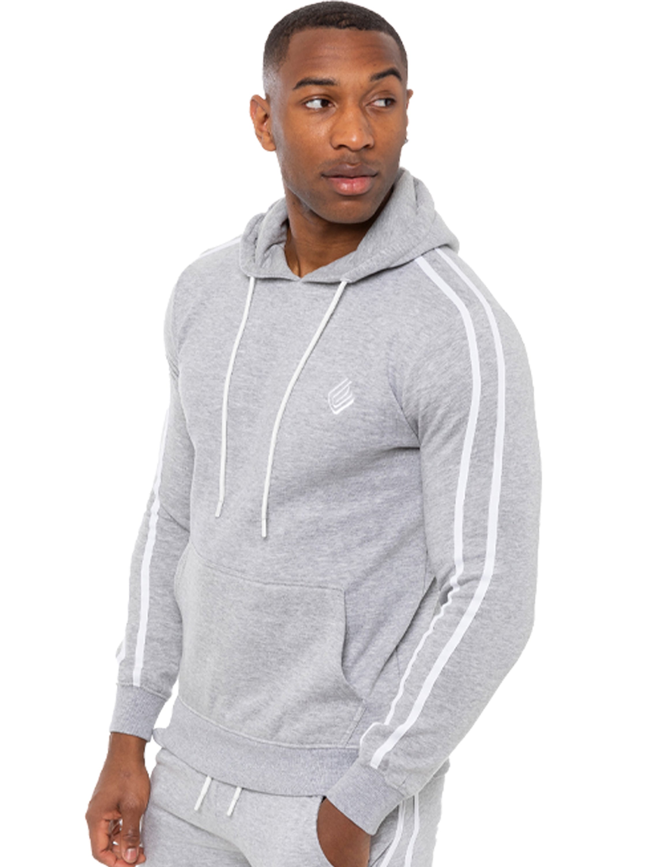 Mens Striped Fleece Pullover Hoody