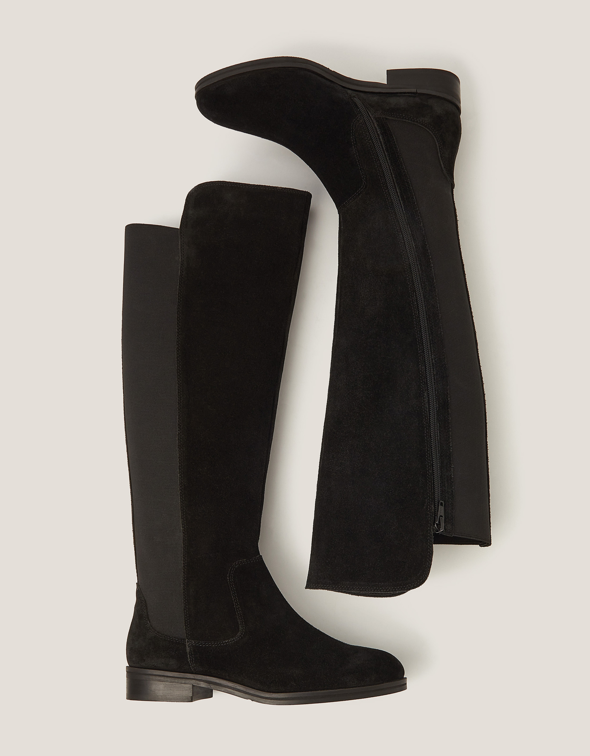 Una Suede Knee High Boots Black