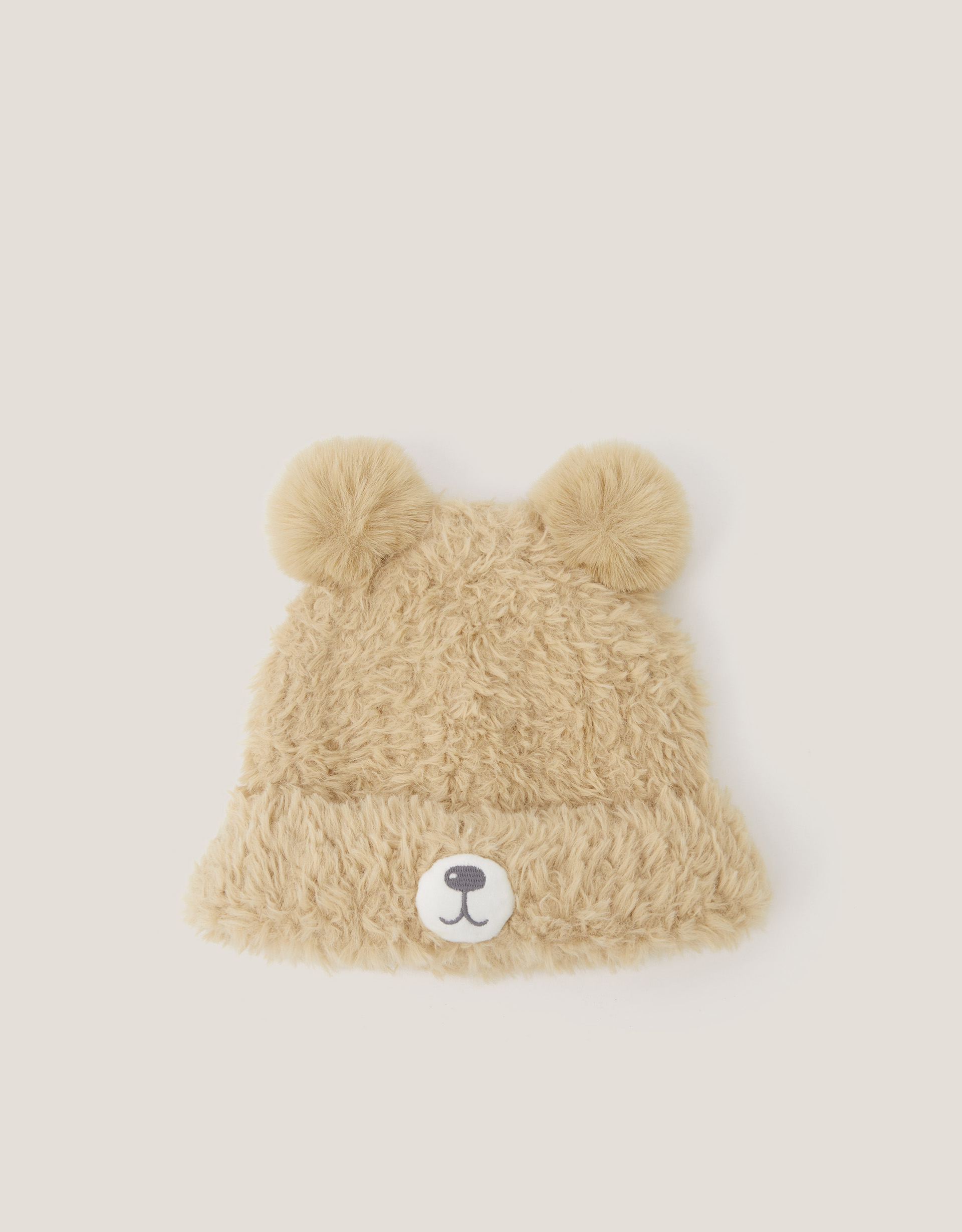 Teddy Pom-Pom Beanie Hat Brown