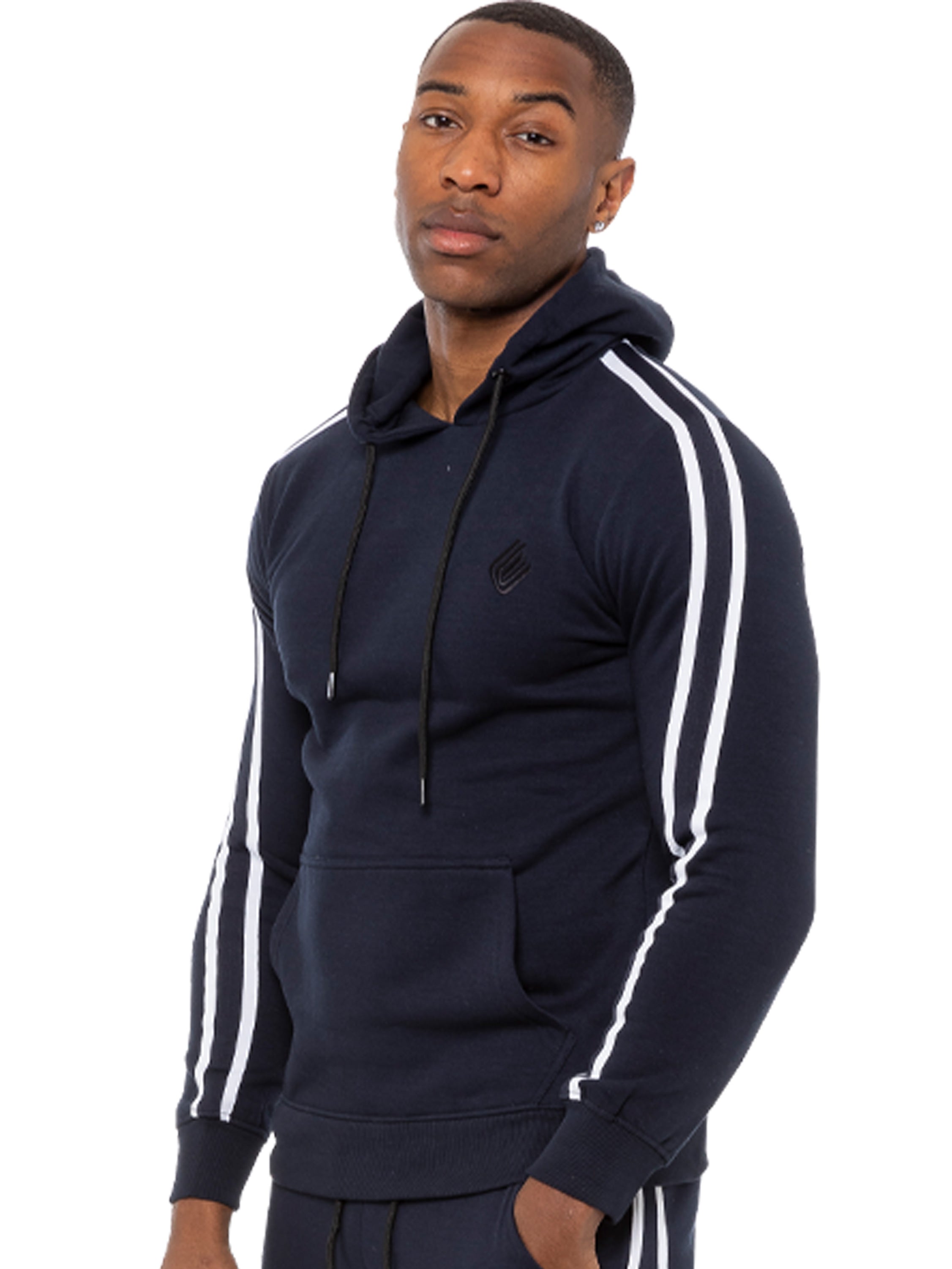 Mens Striped Fleece Pullover Hoody