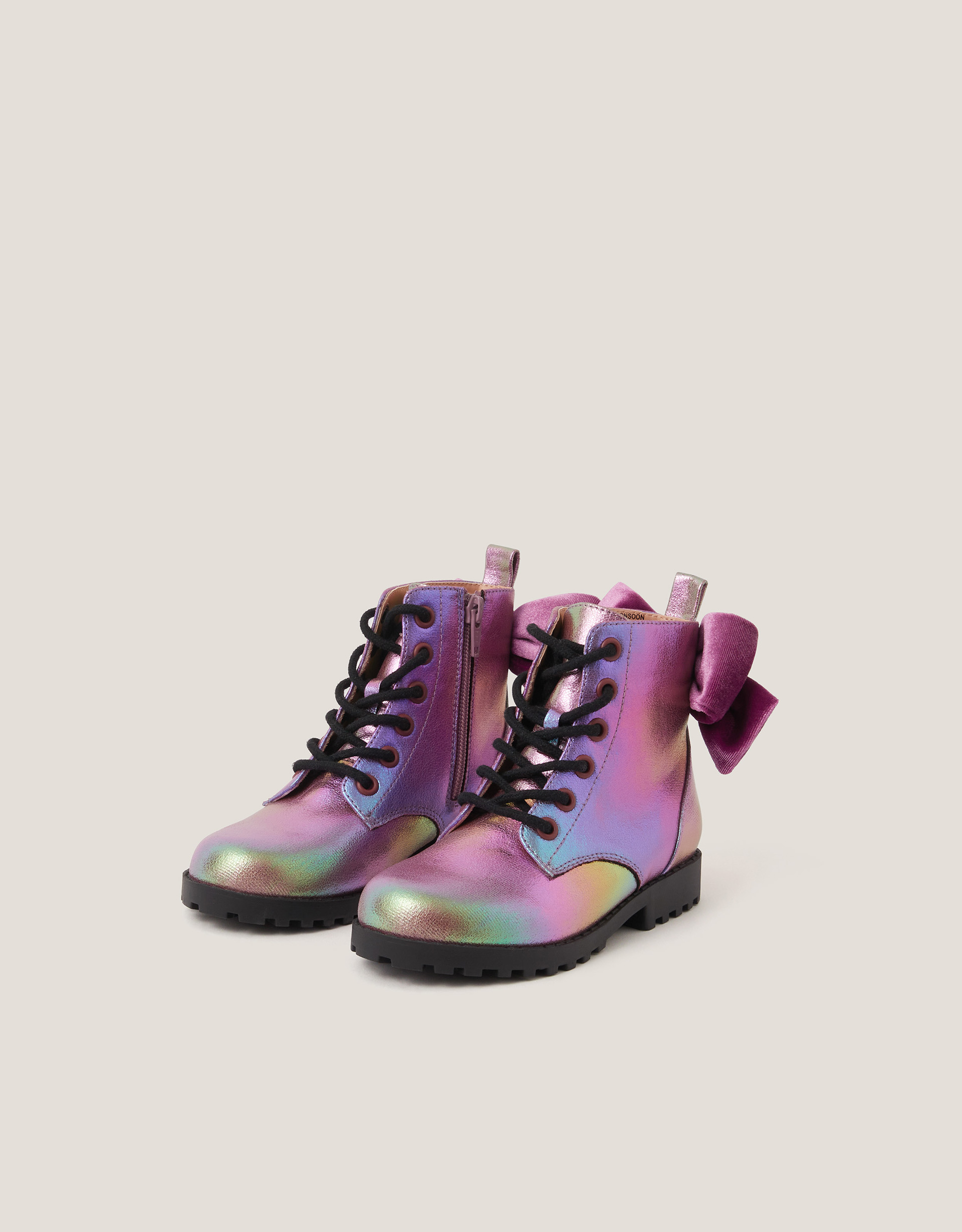 Rainbow Lace Up Boots Pink