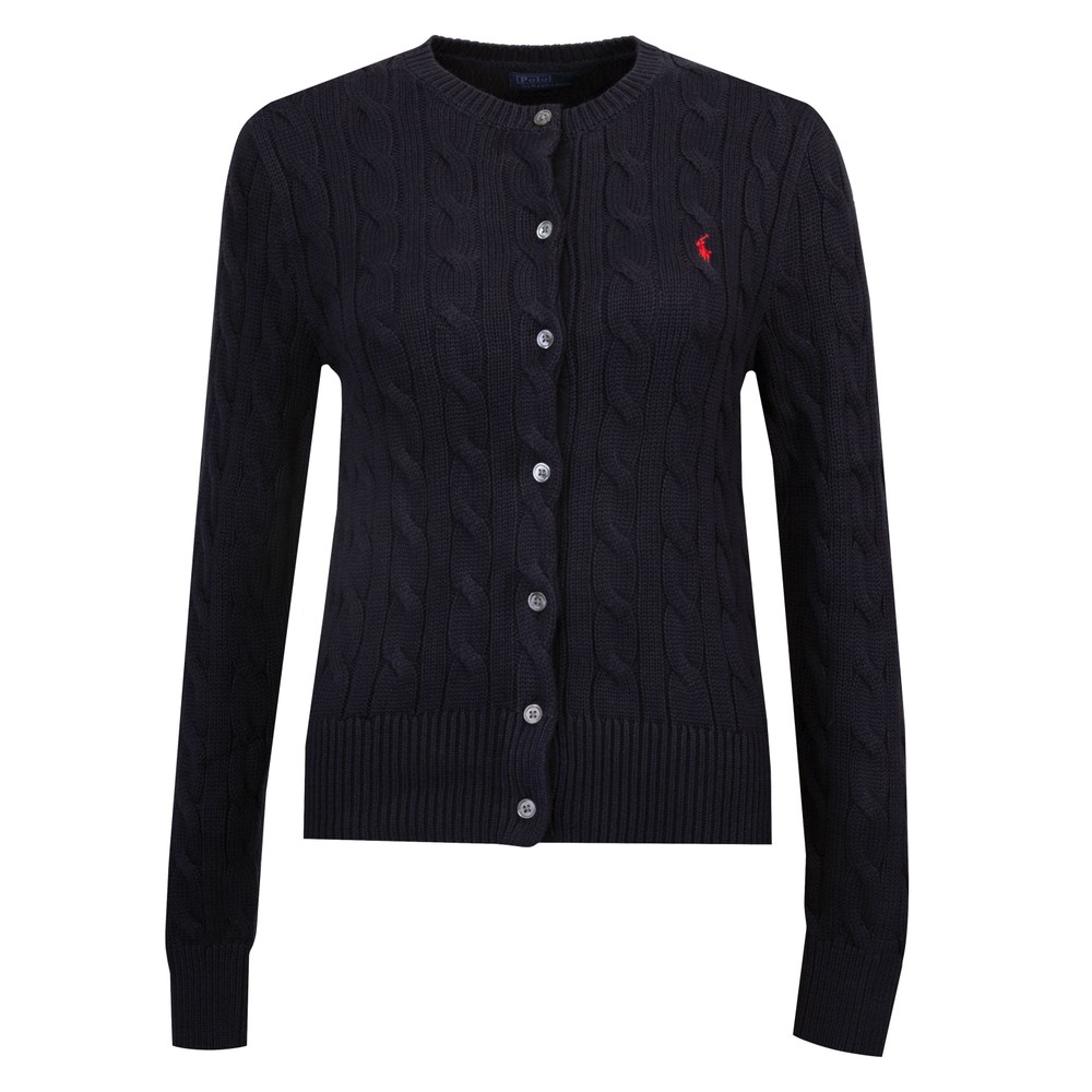 Crew Neck Cotton Cable Cardigan Crew Neck Cotton Cable Cardigan