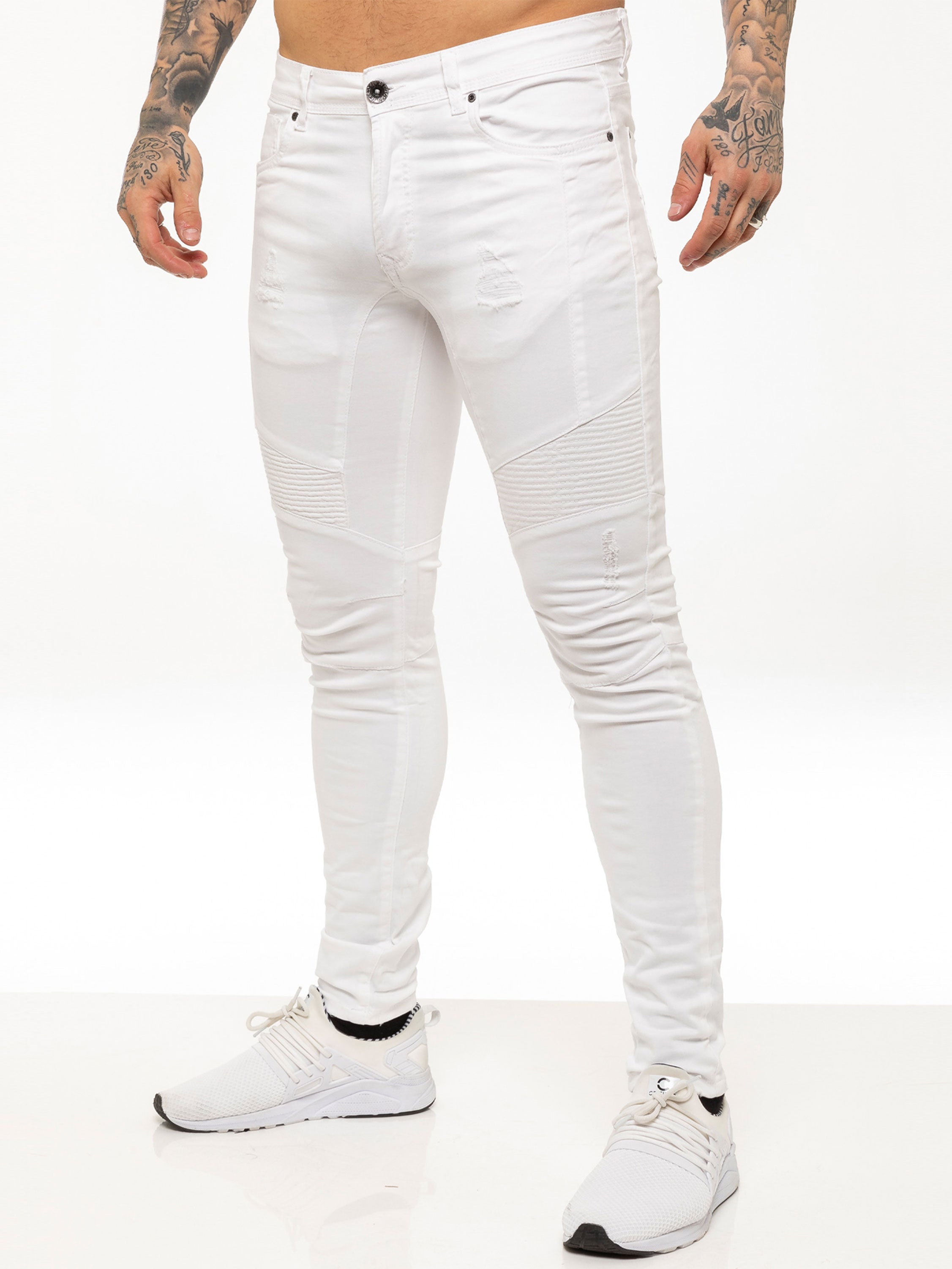 Mens Super Skinny Stretch Biker Denim Jeans