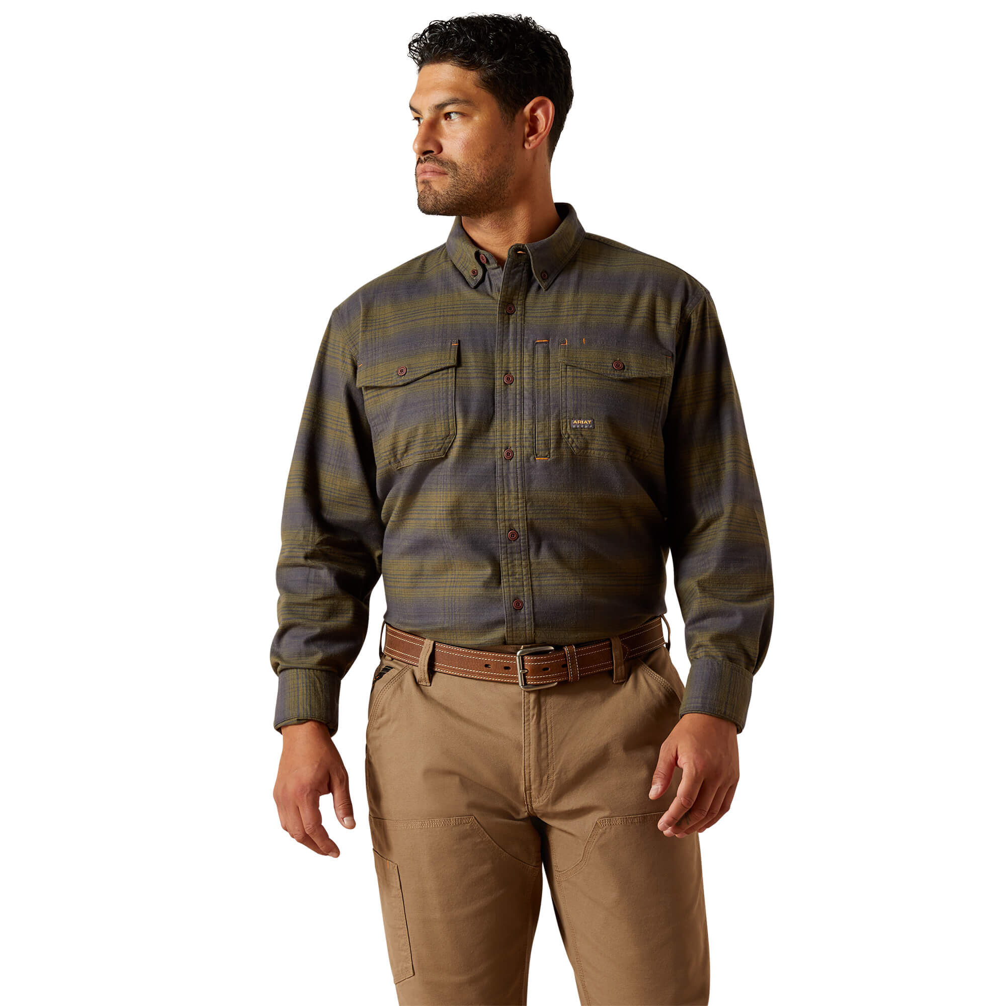 Men’s Rebar Flannel DuraStretch Work Shirt Long Sleeve in Burnt Olive Cotton, Size Small, by Ariat Men’s Rebar Flannel DuraStretch Work Shirt Long Sleeve in Burnt Olive Cotton, Size Small, by Ariat