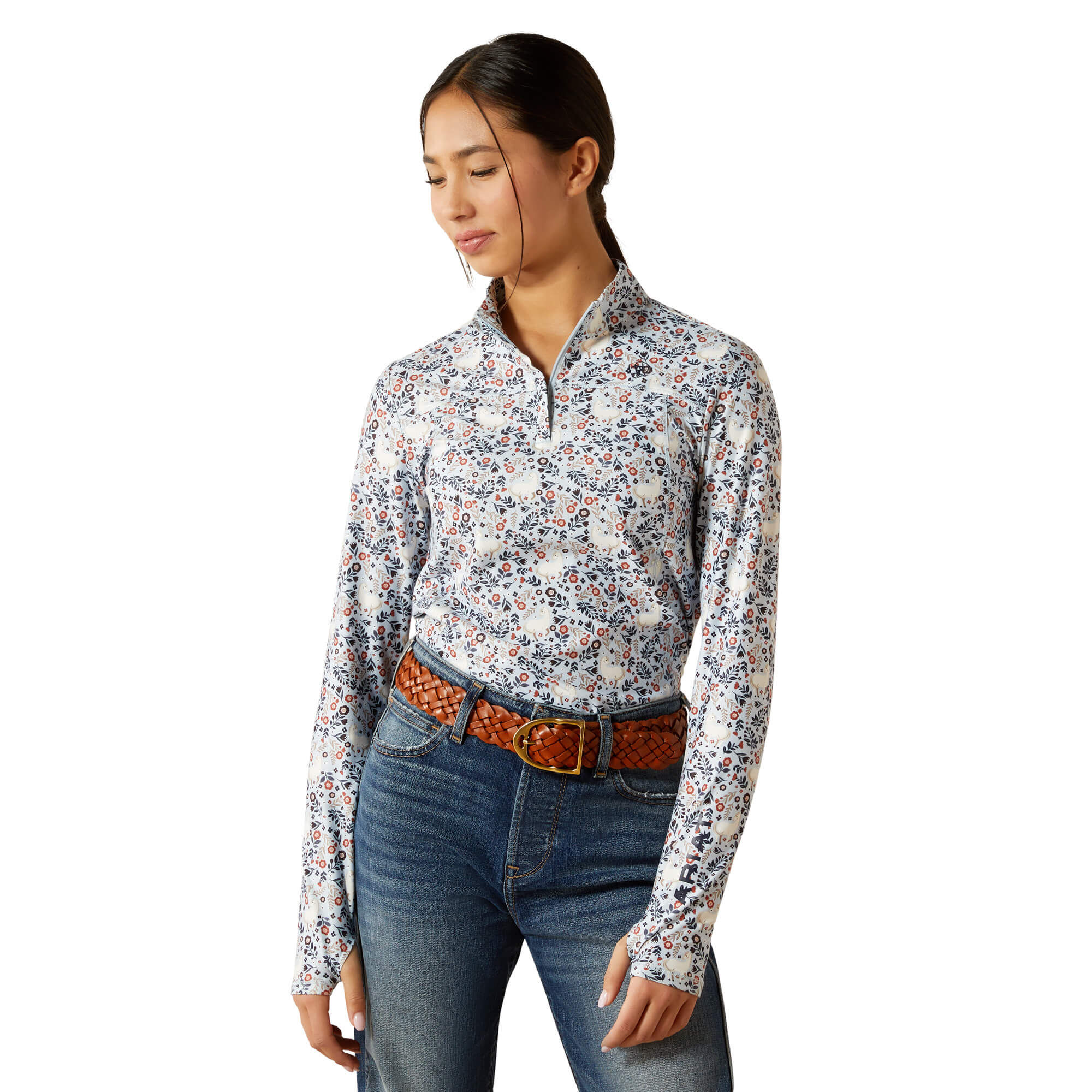 Kid’s Lowell . Zip Baselayer Top Long Sleeve in Posey Pony Print, Size X-Large, by Ariat Kid’s Lowell . Zip Baselayer Top Long Sleeve in Posey Pony Print, Size X-Large, by Ariat
