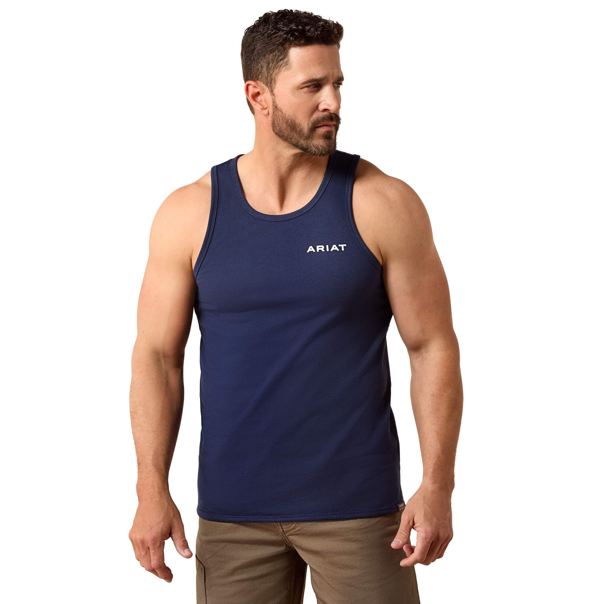 Men’s Rebar Cotton Strong Singlet Tank Top in Navy, Size X-Small, by Ariat