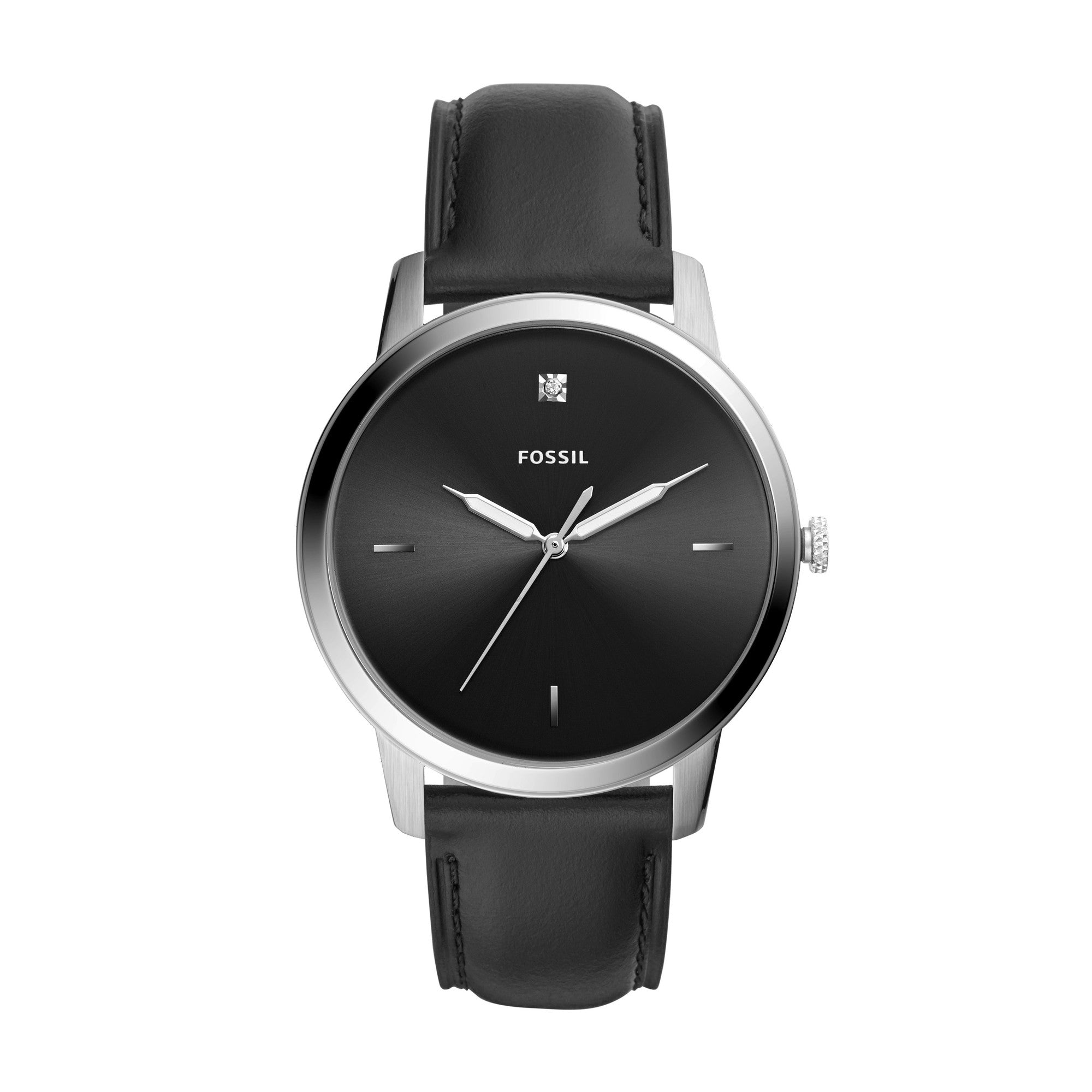 Fossil FS The Minimalist Carbon Series Men’s Black Leather Watch Fossil FS The Minimalist Carbon Series Men’s Black Leather Watch
