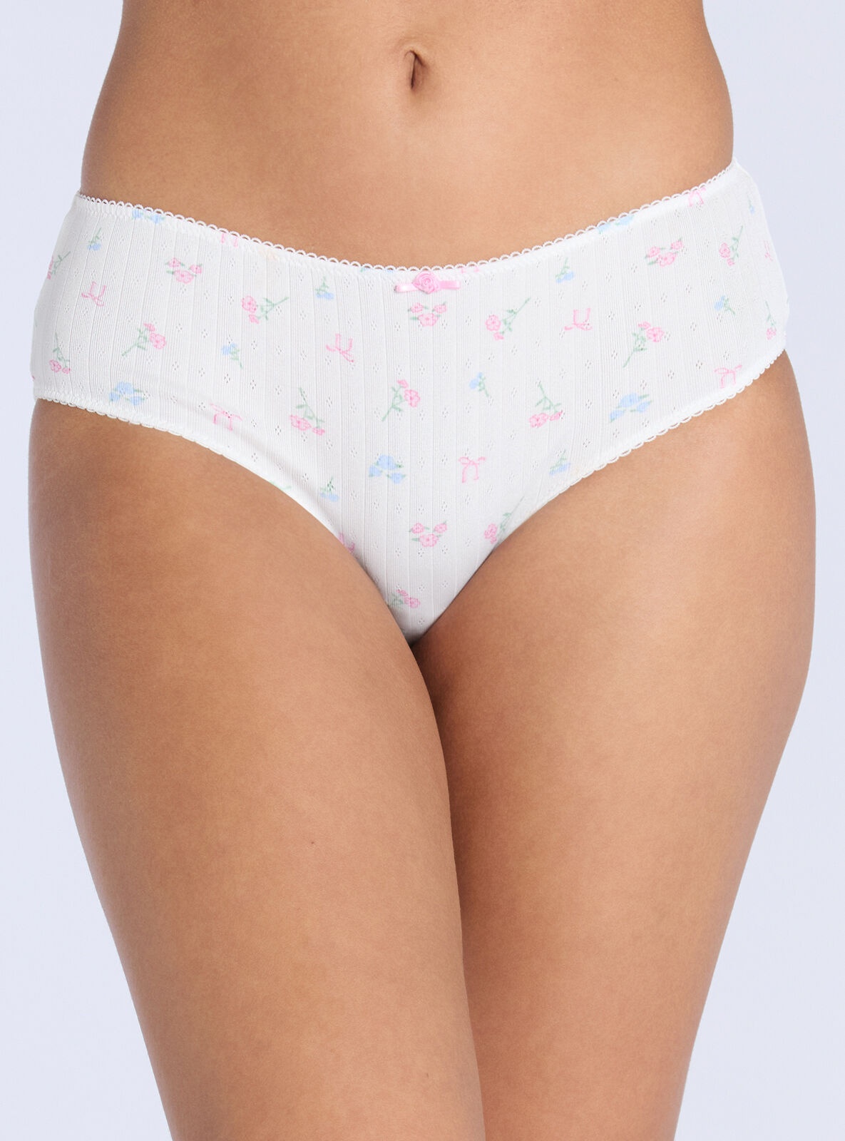Boux Avenue Rosie floral & bow pointelle shorts – Ivory Mix Boux Avenue Rosie floral & bow pointelle shorts – Ivory Mix