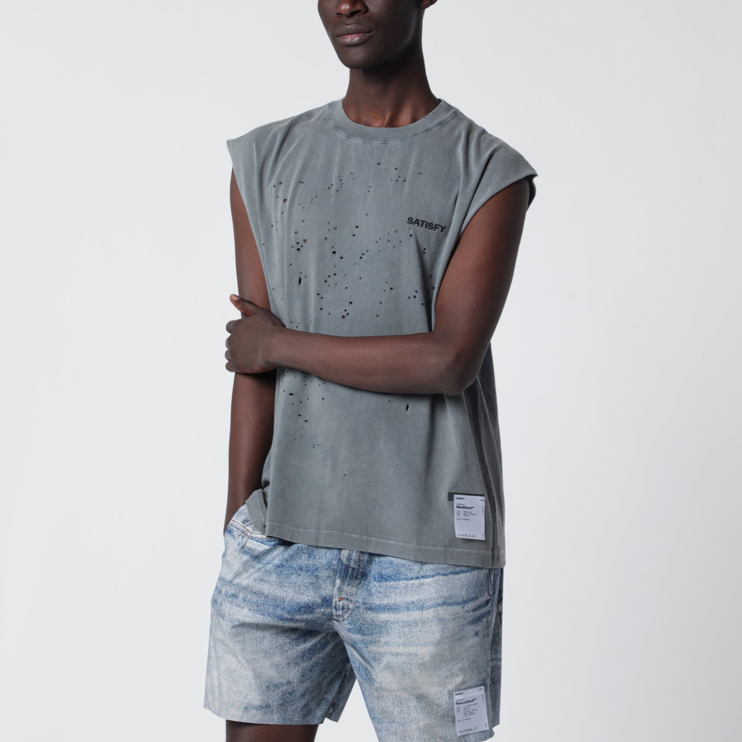 MothTech Faded Black tank top with perforations MothTech Faded Black tank top with perforations