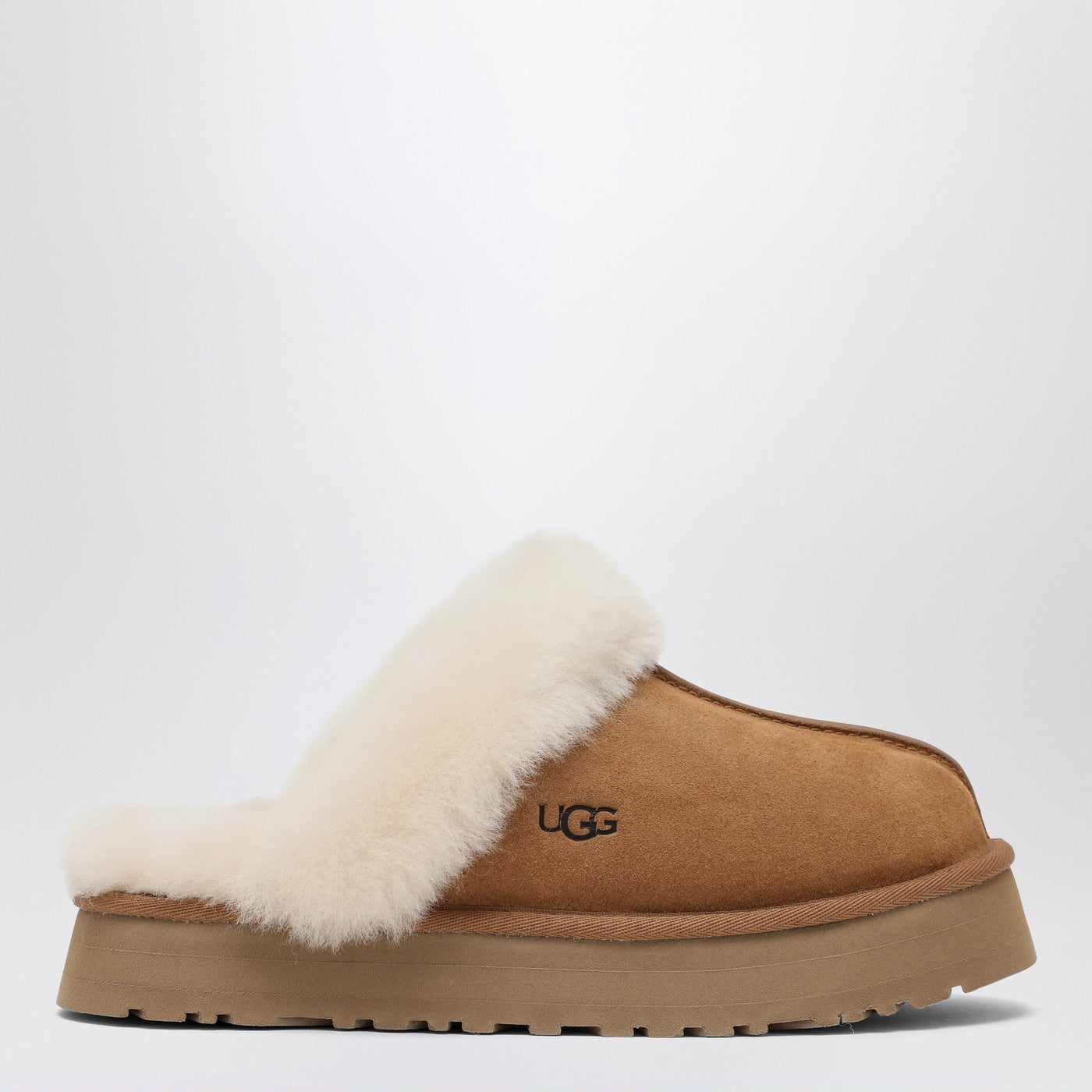 Disquette slippers in chestnut Disquette slippers in chestnut