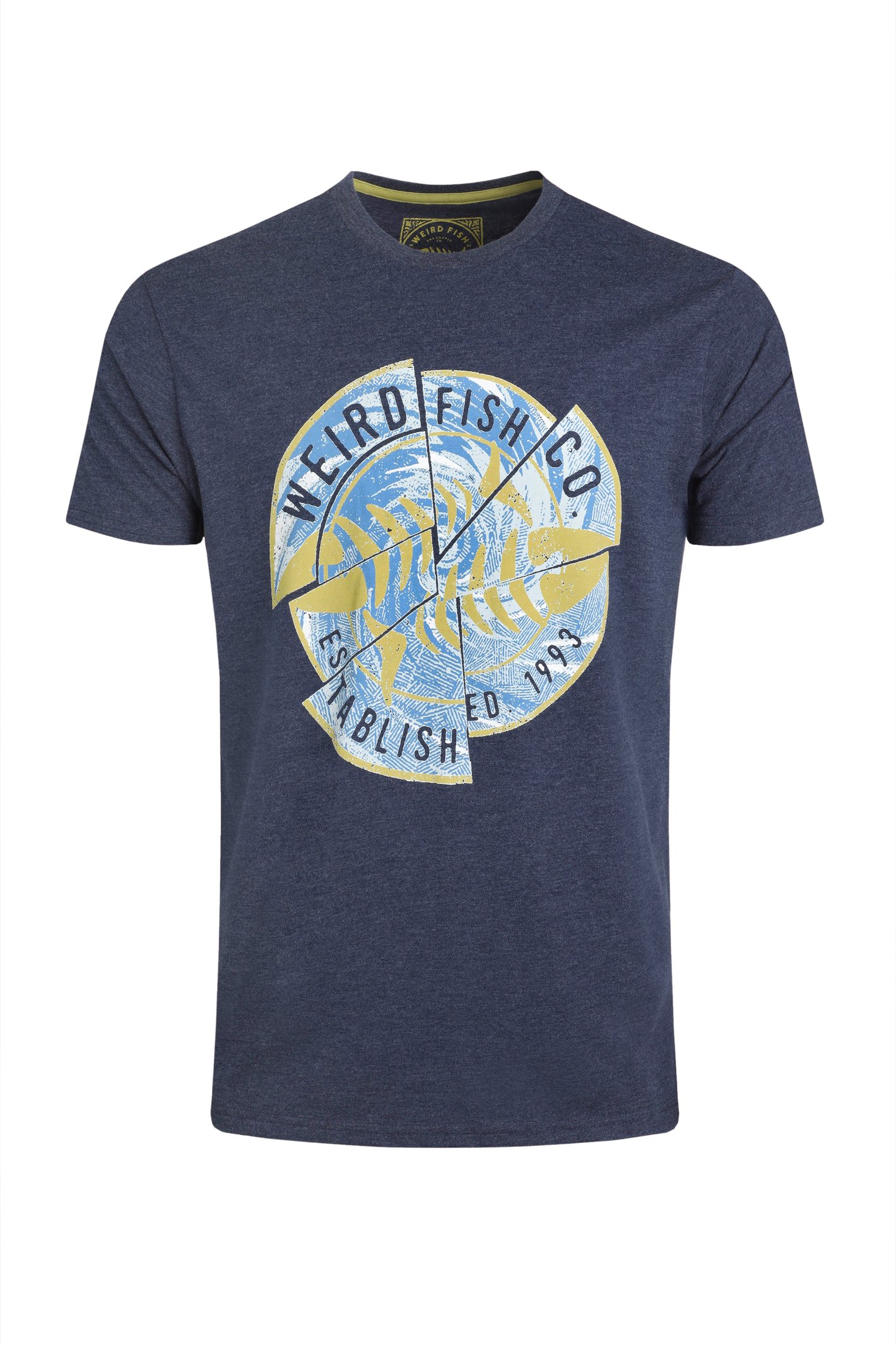 Weird Fish Vortex Front Print Graphic Shirt Dark Blue Size Weird Fish Vortex Front Print Graphic Shirt Dark Blue Size