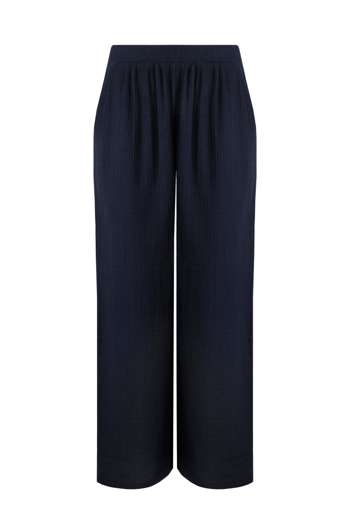 Weird Fish Zelaya Double Cloth Wide Leg Trousers Navy Size Weird Fish Zelaya Double Cloth Wide Leg Trousers Navy Size
