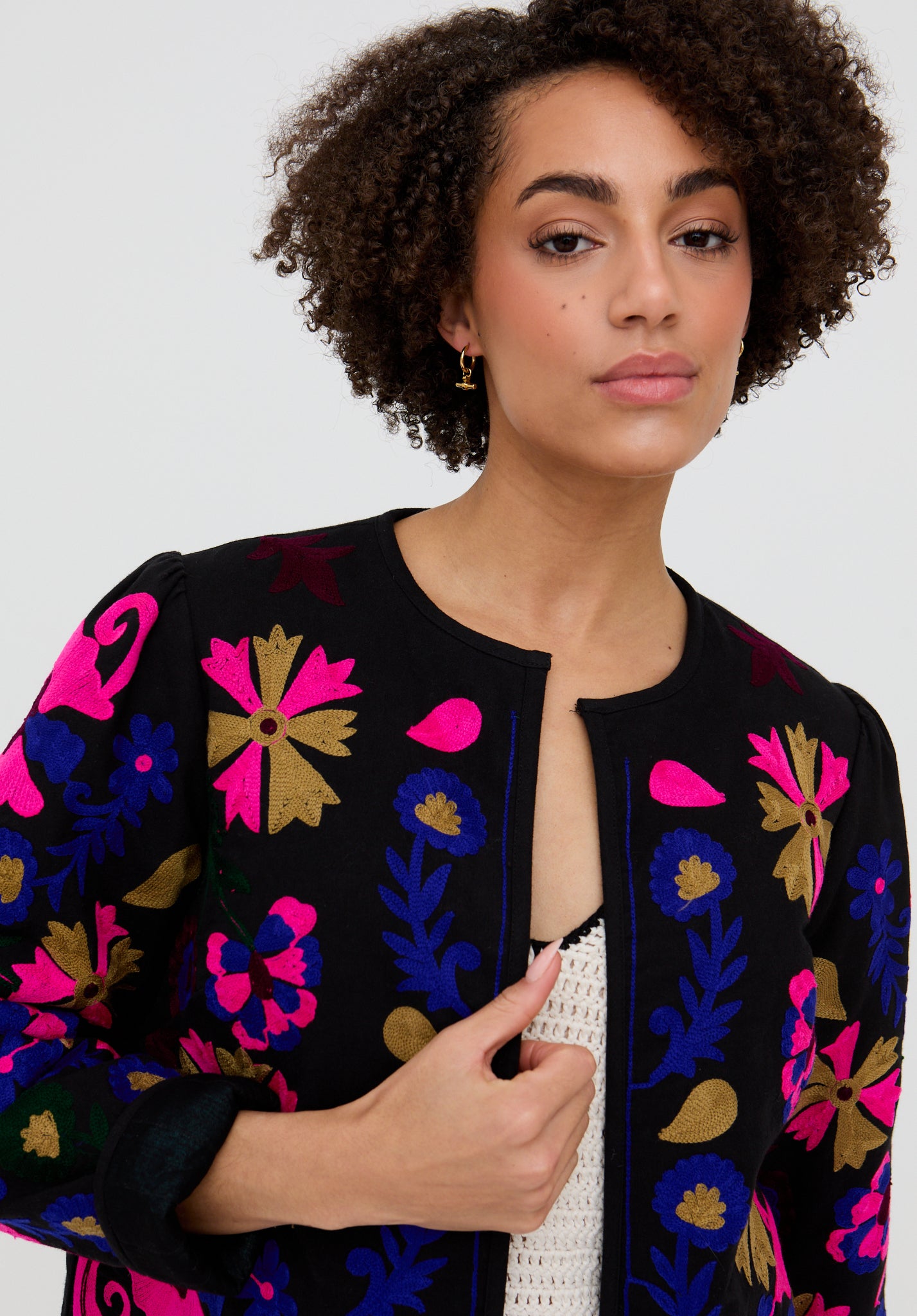 Halen Quilted Embroidered Jacket In Black Halen Quilted Embroidered Jacket In Black