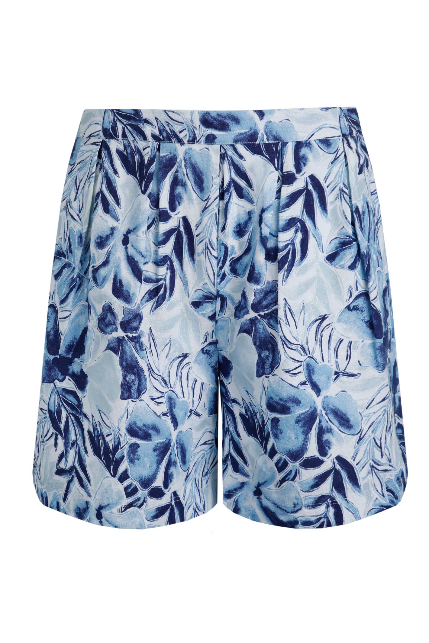 Weird Fish Aloha Linen Rich Printed Shorts Estate blue Size Weird Fish Aloha Linen Rich Printed Shorts Estate blue Size
