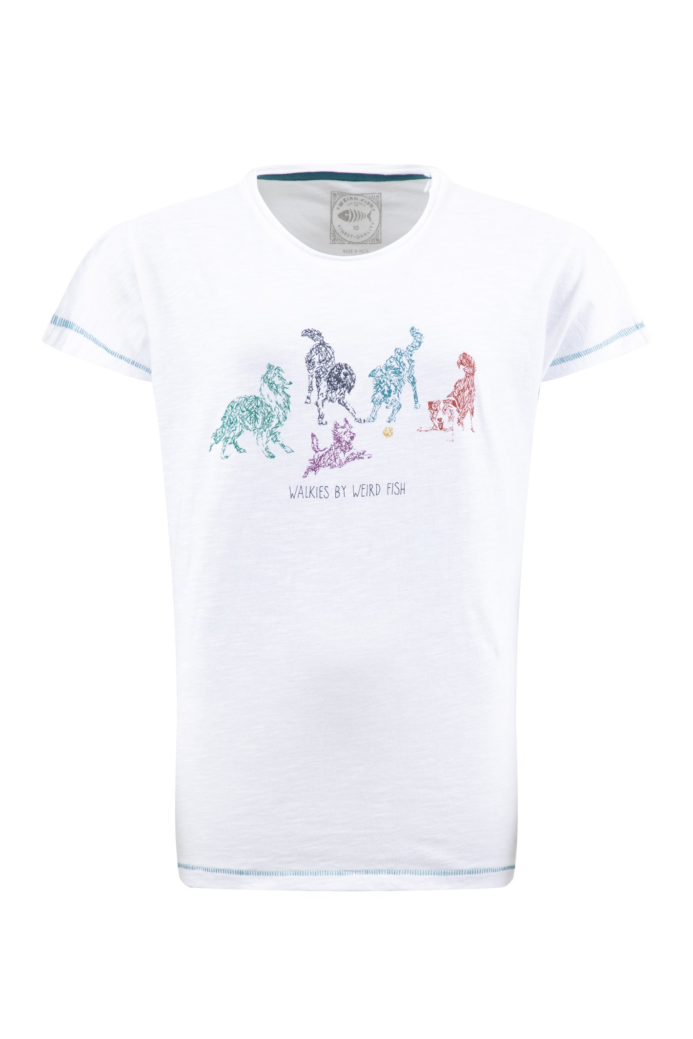 Weird Fish Go Fetch Front Print Graphic Shirt White Size Weird Fish Go Fetch Front Print Graphic Shirt White Size