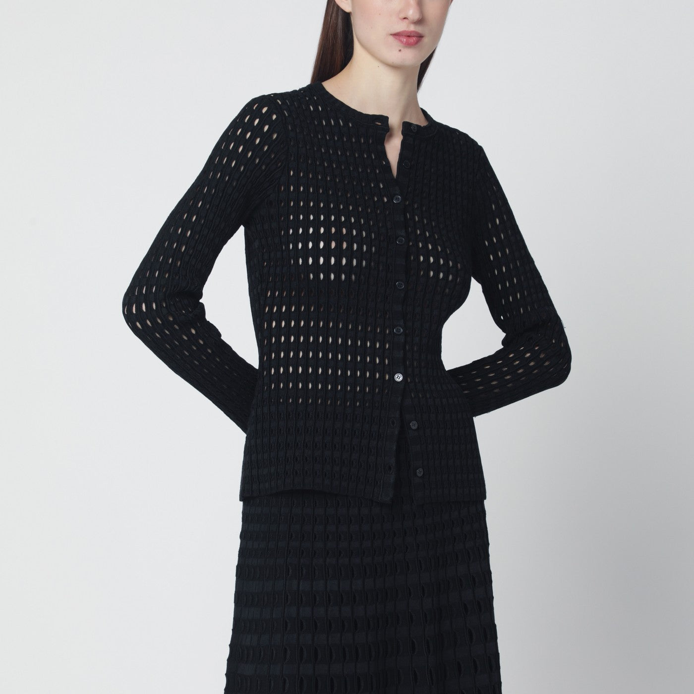 Mabel black openwork knit cardigan Mabel black openwork knit cardigan