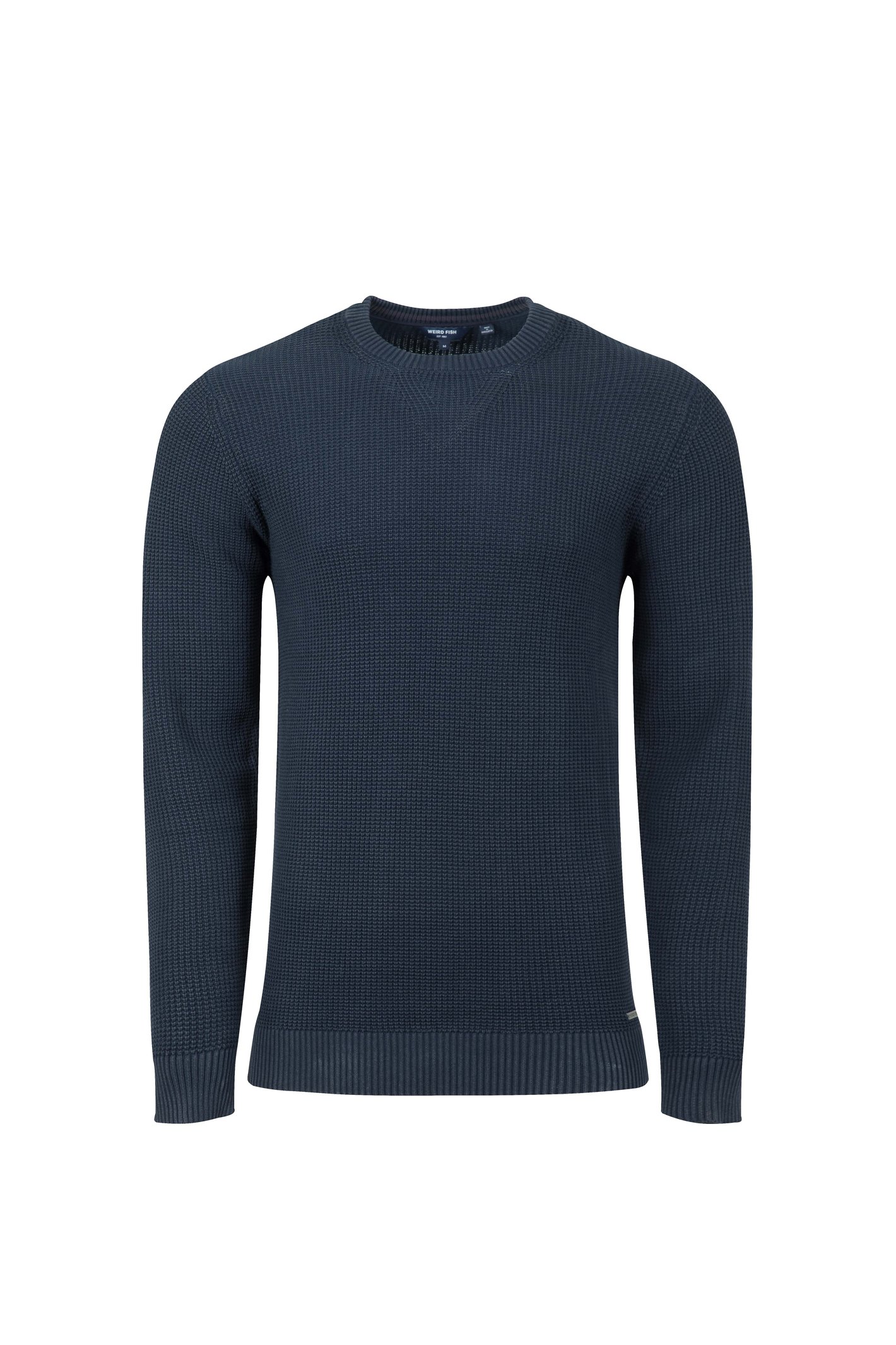 Weird Fish Easton Waffle Crew Neck Jumper Navy Size Weird Fish Easton Waffle Crew Neck Jumper Navy Size