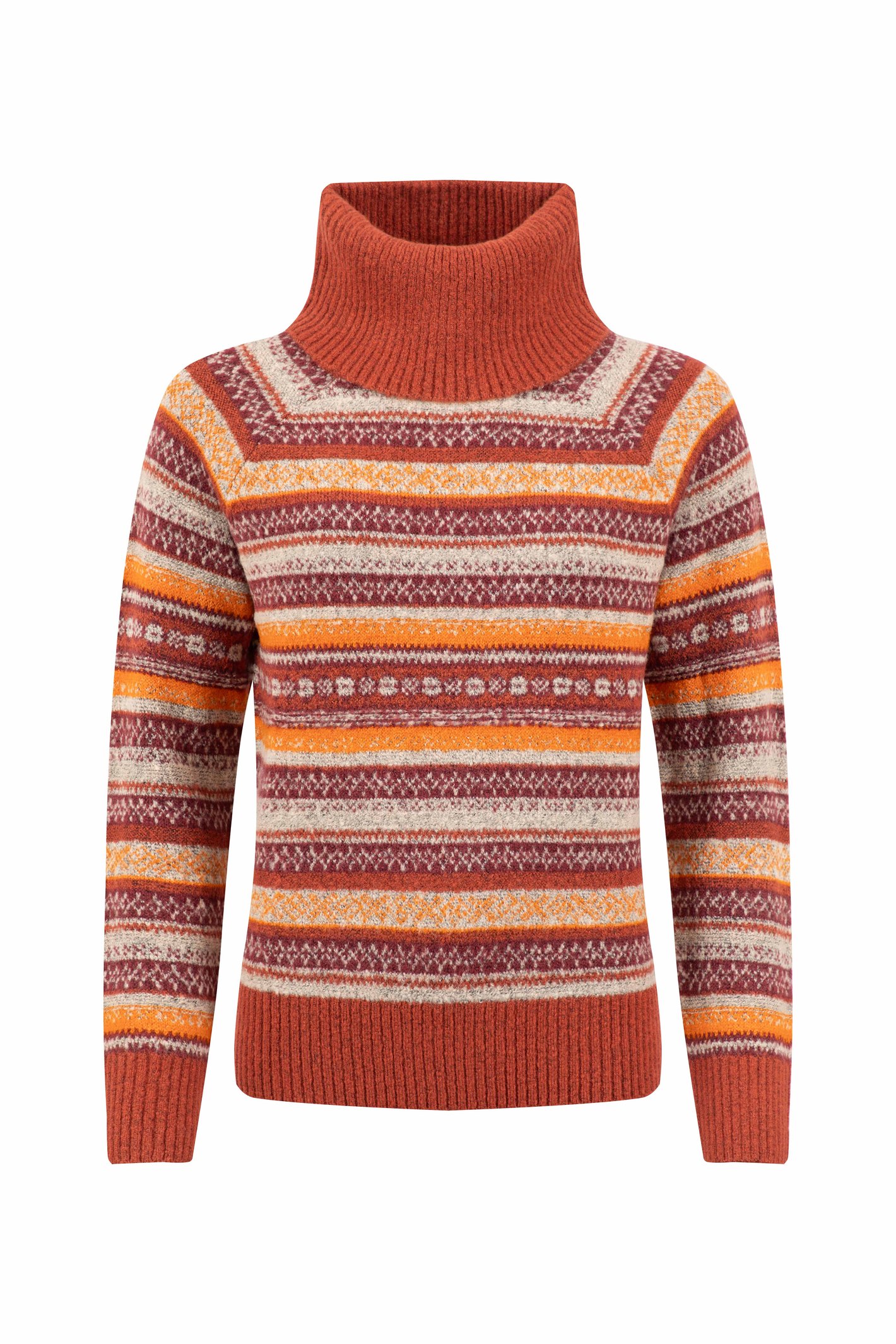 Weird Fish Annecy Fair Isle Roll Neck Jumper Rust Leaves Size Weird Fish Annecy Fair Isle Roll Neck Jumper Rust Leaves Size