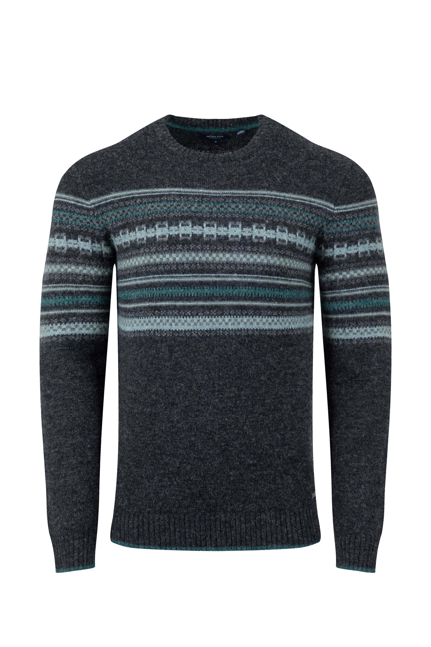 Weird Fish Orson Fair Isle Crew Neck Jumper Black Size Weird Fish Orson Fair Isle Crew Neck Jumper Black Size