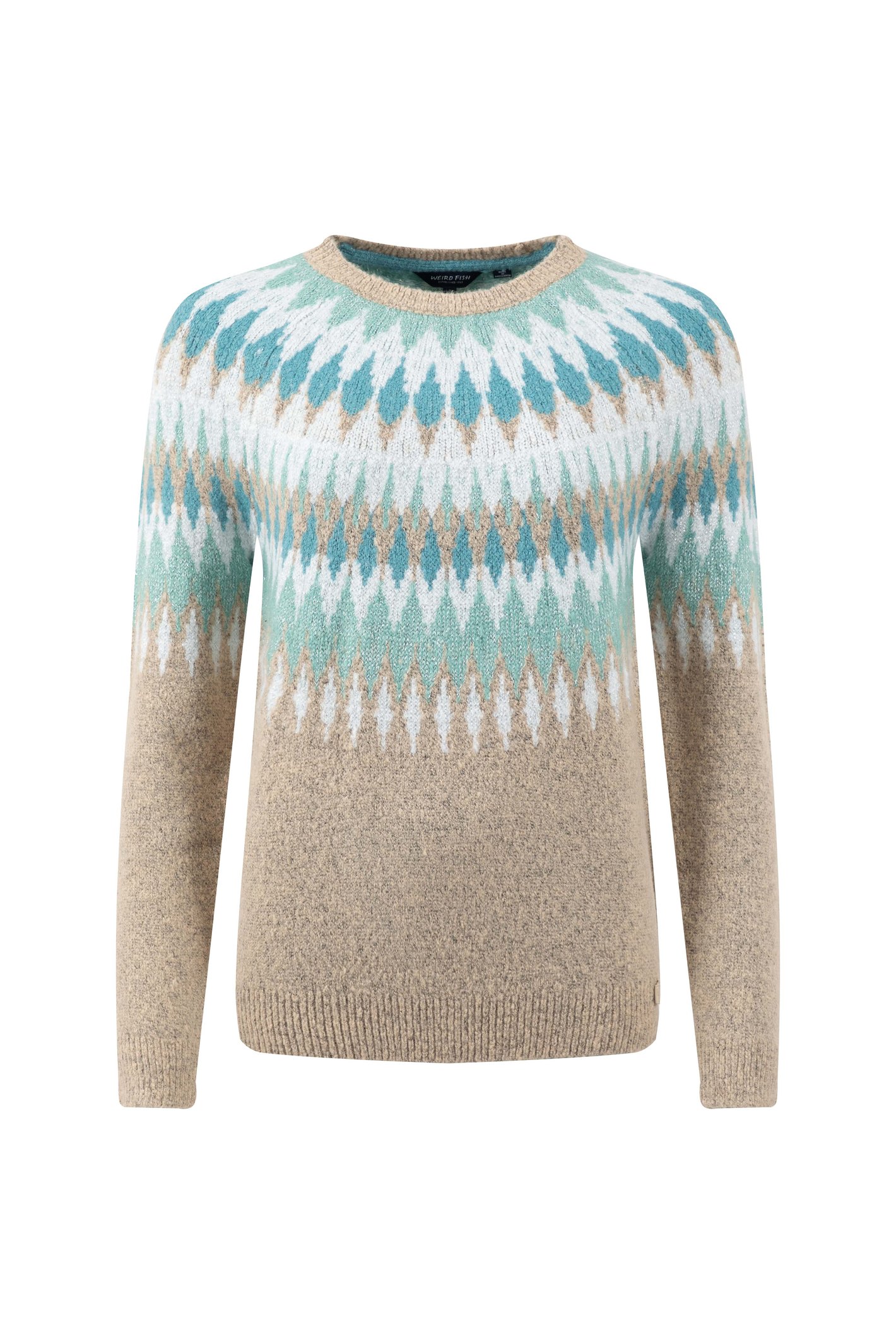 Weird Fish Kelli Fair Isle Sparkle Knitted Jumper Chalk Size Weird Fish Kelli Fair Isle Sparkle Knitted Jumper Chalk Size