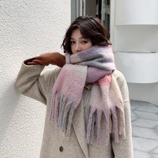 Plaid Fringed Scarf Pink – x Plaid Fringed Scarf Pink – x