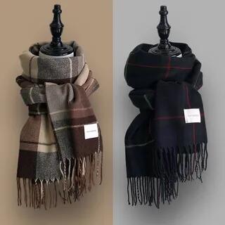 Plaid Woolen Scarf Plaid – Beige & Coffee Plaid Woolen Scarf Plaid – Beige & Coffee