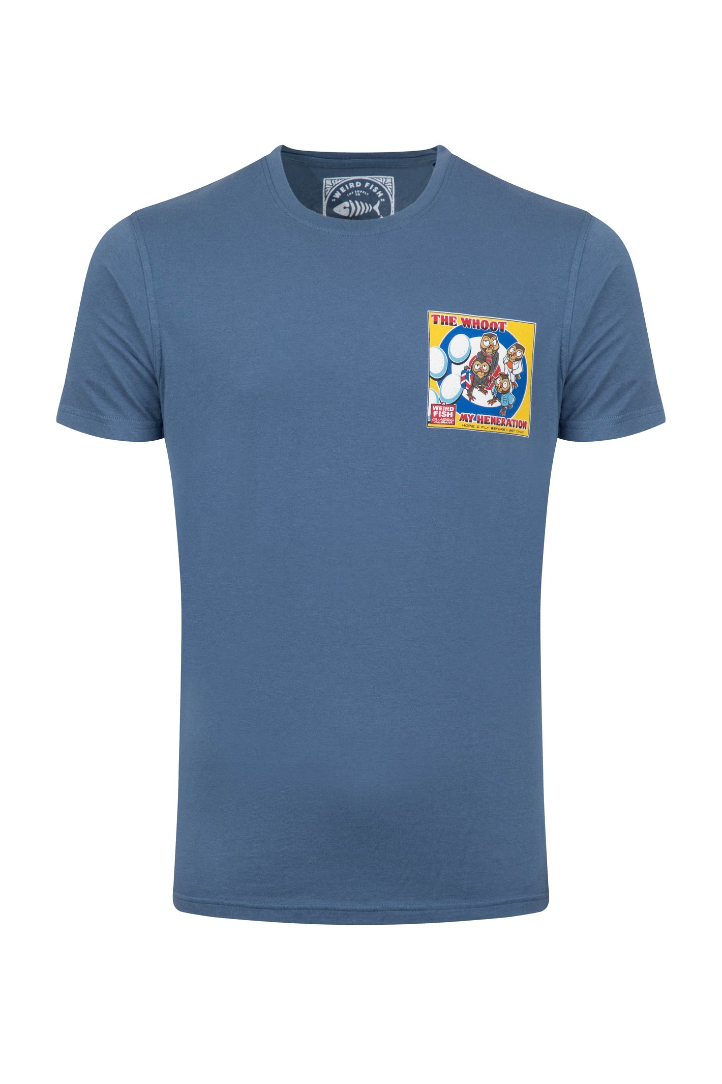 Weird Fish The Whoot Back Print Artist Shirt Ensign Blue Size Weird Fish The Whoot Back Print Artist Shirt Ensign Blue Size