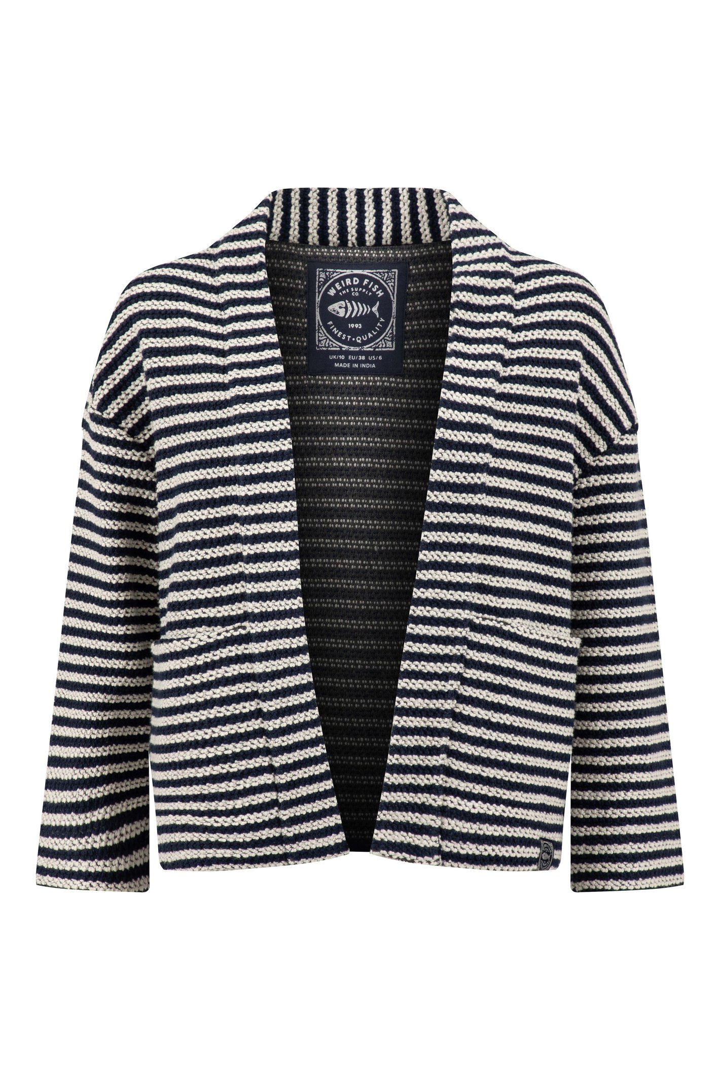 Weird Fish Arlow Striped Macaroni Kimono Cardigan Ecru Size Weird Fish Arlow Striped Macaroni Kimono Cardigan Ecru Size
