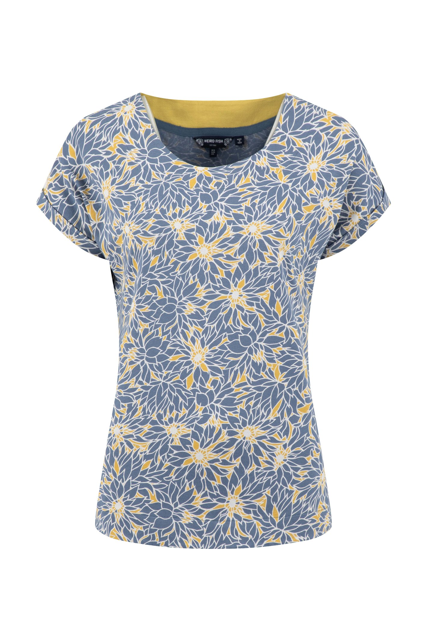 Weird Fish Paw Paw Printed Jersey Shirt Faded Blue Size