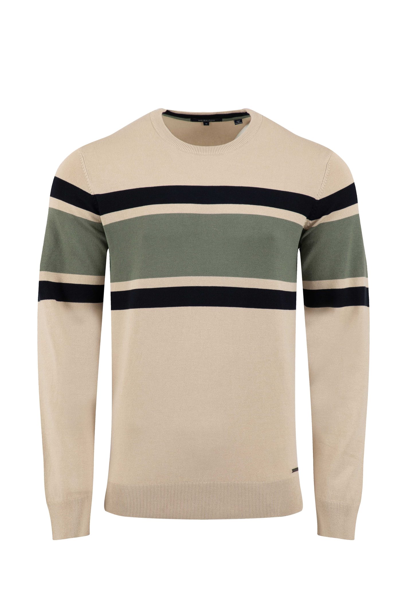 Weird Fish Ryker Stripe Crew Neck Jumper Oyster Size Weird Fish Ryker Stripe Crew Neck Jumper Oyster Size