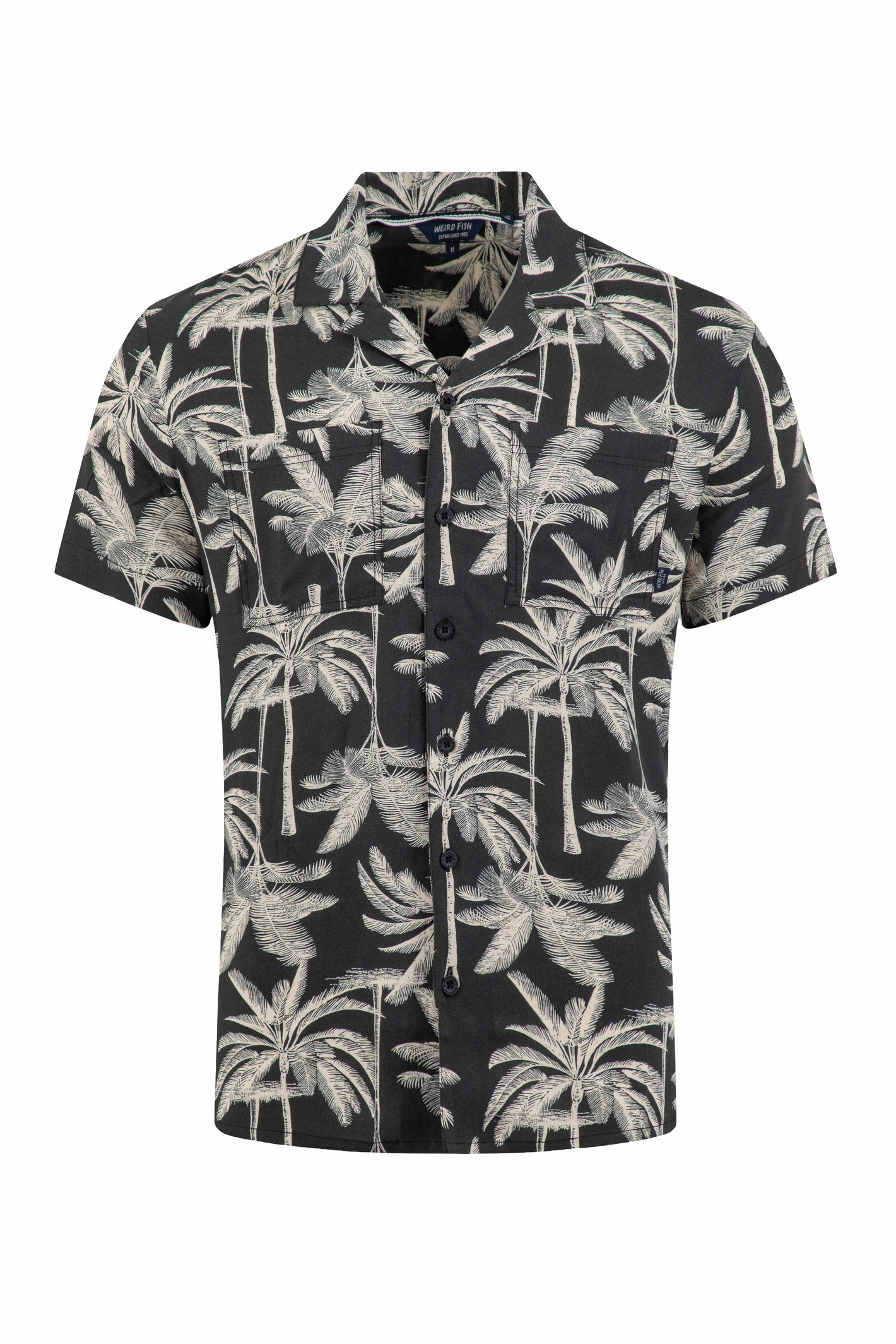 Weird Fish Holborn Printed Hawaiian Shirt Black Size Weird Fish Holborn Printed Hawaiian Shirt Black Size