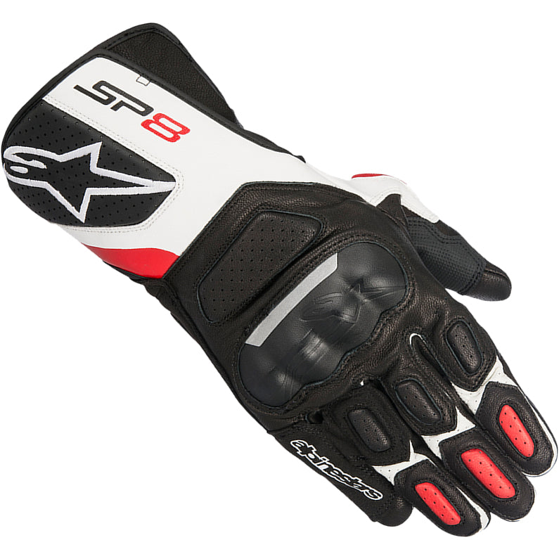 Alpinestars SP- v Leather Motorcycle Gloves – Black White Red .”-” | .-. Alpinestars SP- v Leather Motorcycle Gloves – Black White Red .”-” | .-.