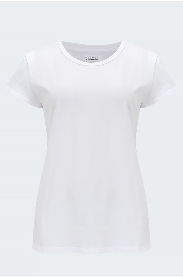 Velvet – Trisha Shirt in White Velvet – Trisha Shirt in White