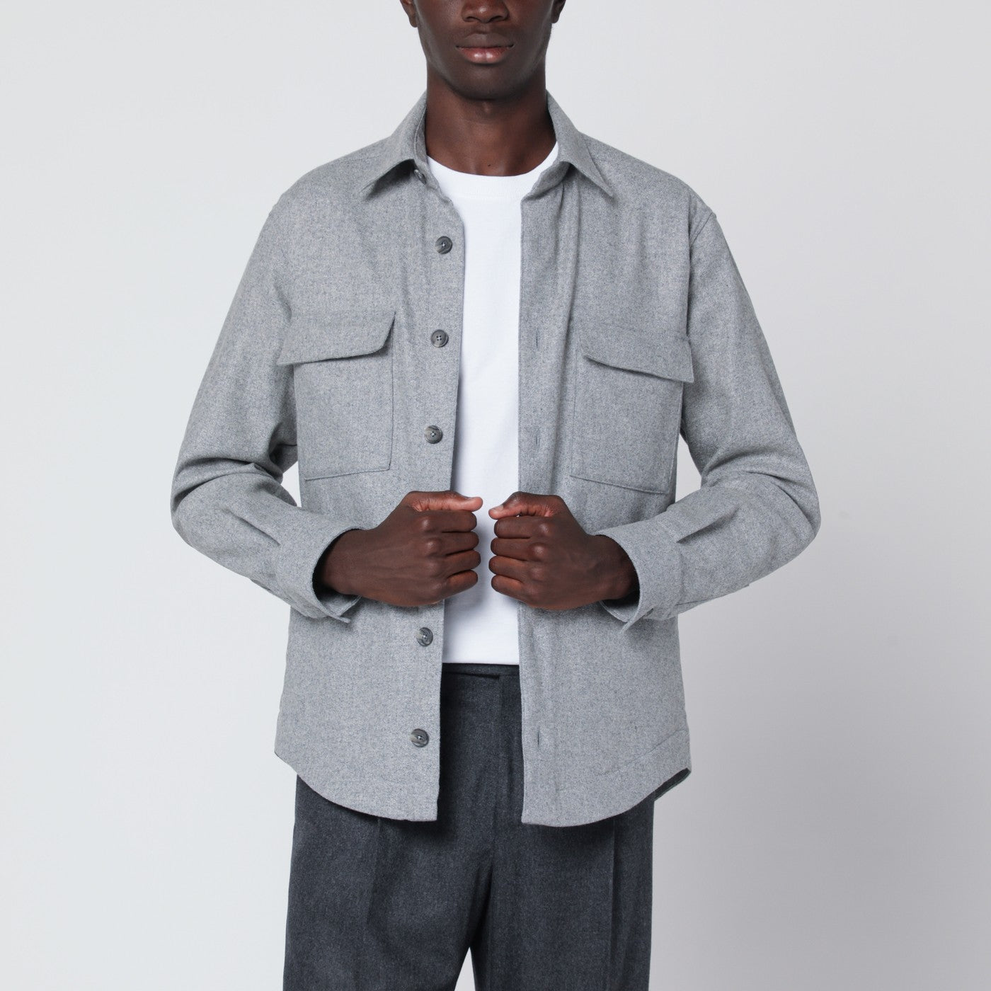 Gray overshirt jacket in wool blend Gray overshirt jacket in wool blend