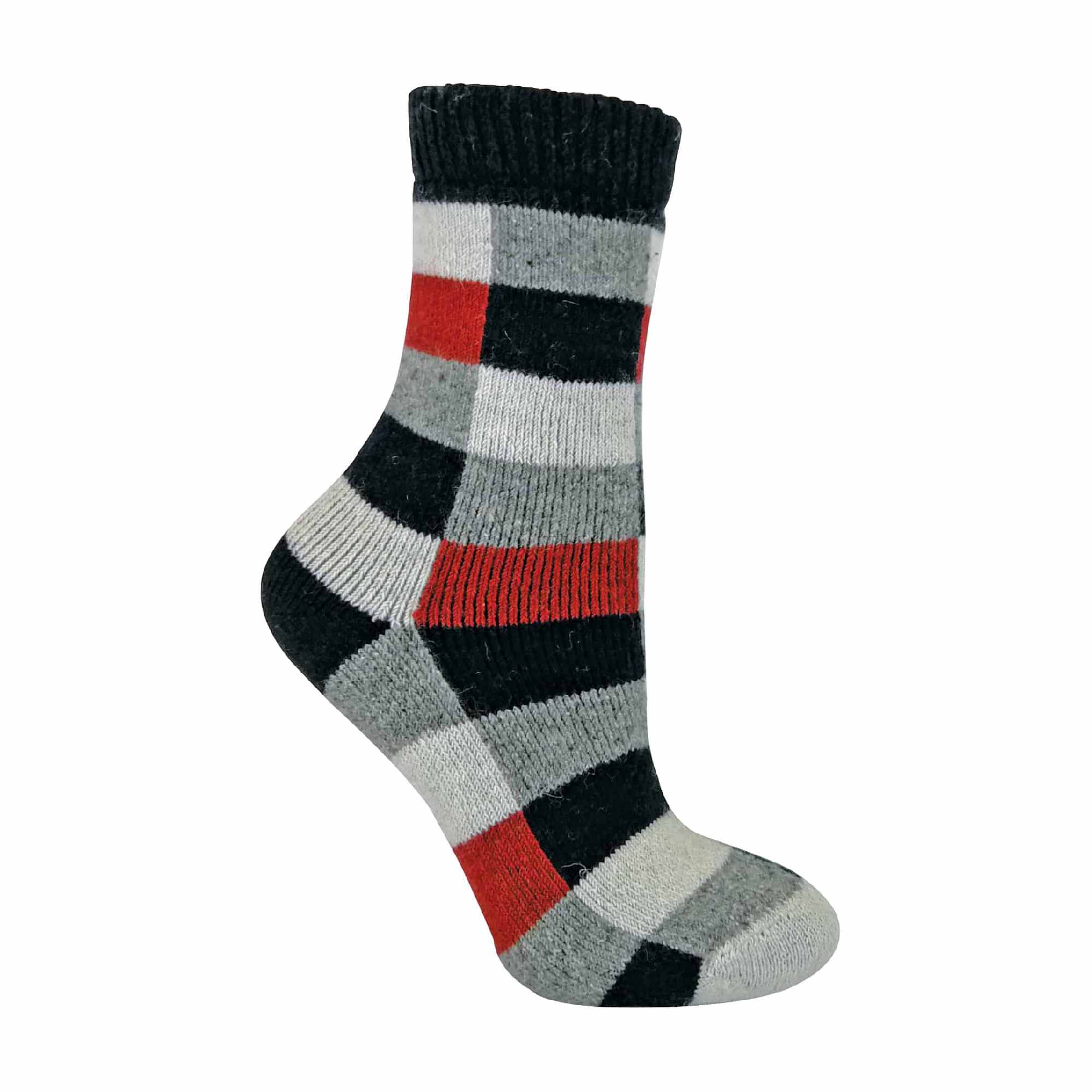 Pack Ladies Checkered Patterned Wool Blend Socks – – Navy & Red Pack Ladies Checkered Patterned Wool Blend Socks – – Navy & Red