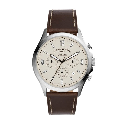 Fossil Forrester FS Men’s Chronograph Watch Cream Satin Dial Fossil Forrester FS Men’s Chronograph Watch Cream Satin Dial