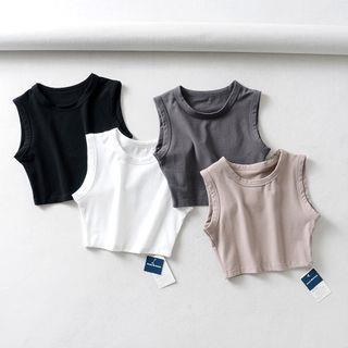 Plain Crop Tank Top Gray Plain Crop Tank Top Gray