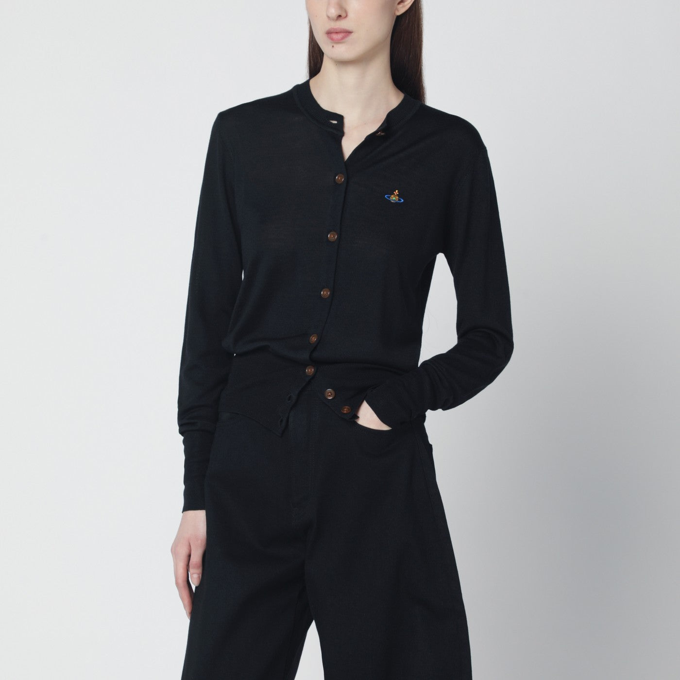 Black wool and silk cardigan Black wool and silk cardigan