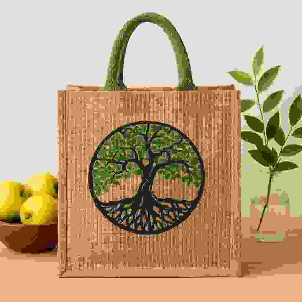 Jute Tote Bag Eco Friendly Namaste Mystic Designs Jute Tote Bag Eco Friendly Namaste Mystic Designs