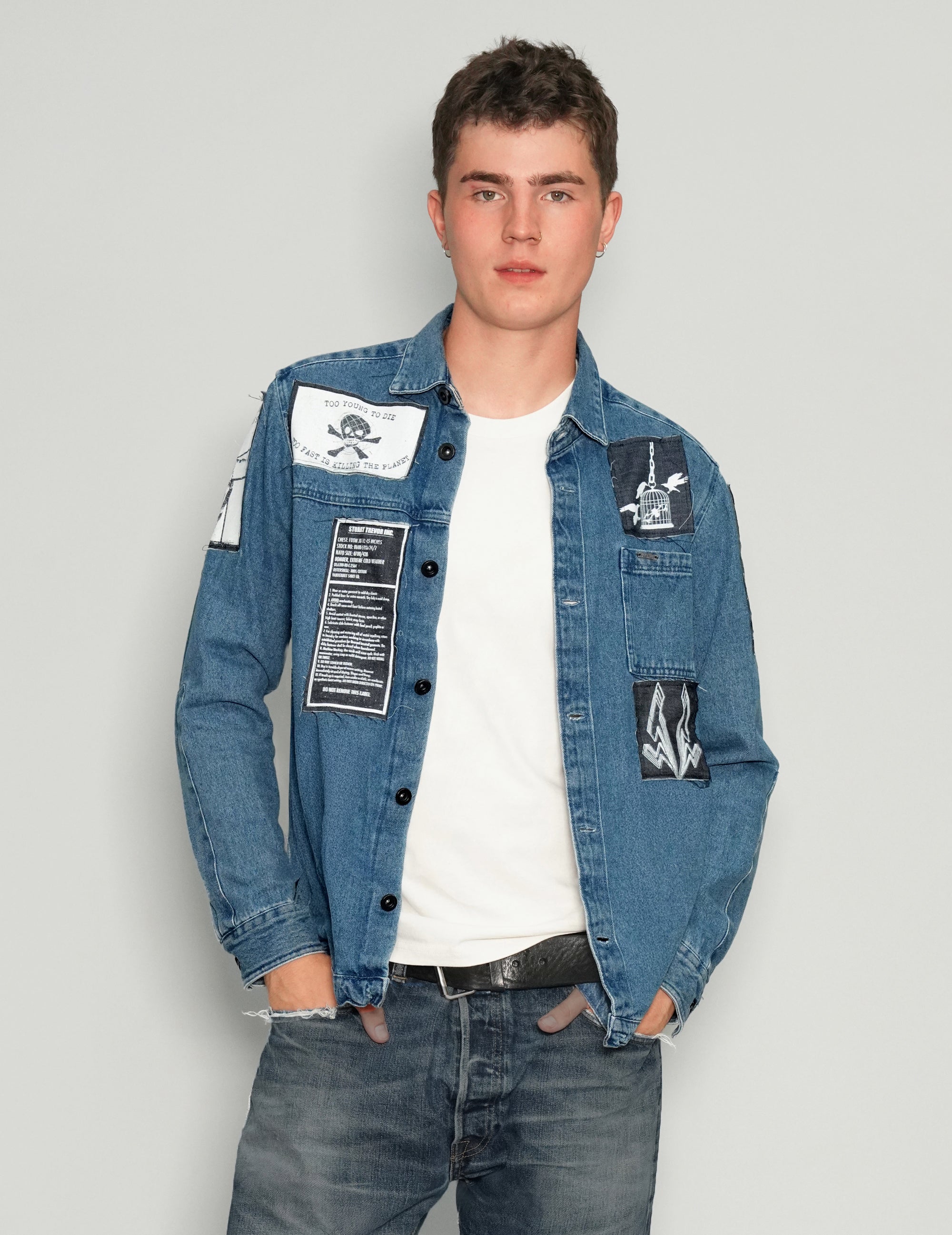 Patched Denim Shirt in Blue Patched Denim Shirt in Blue
