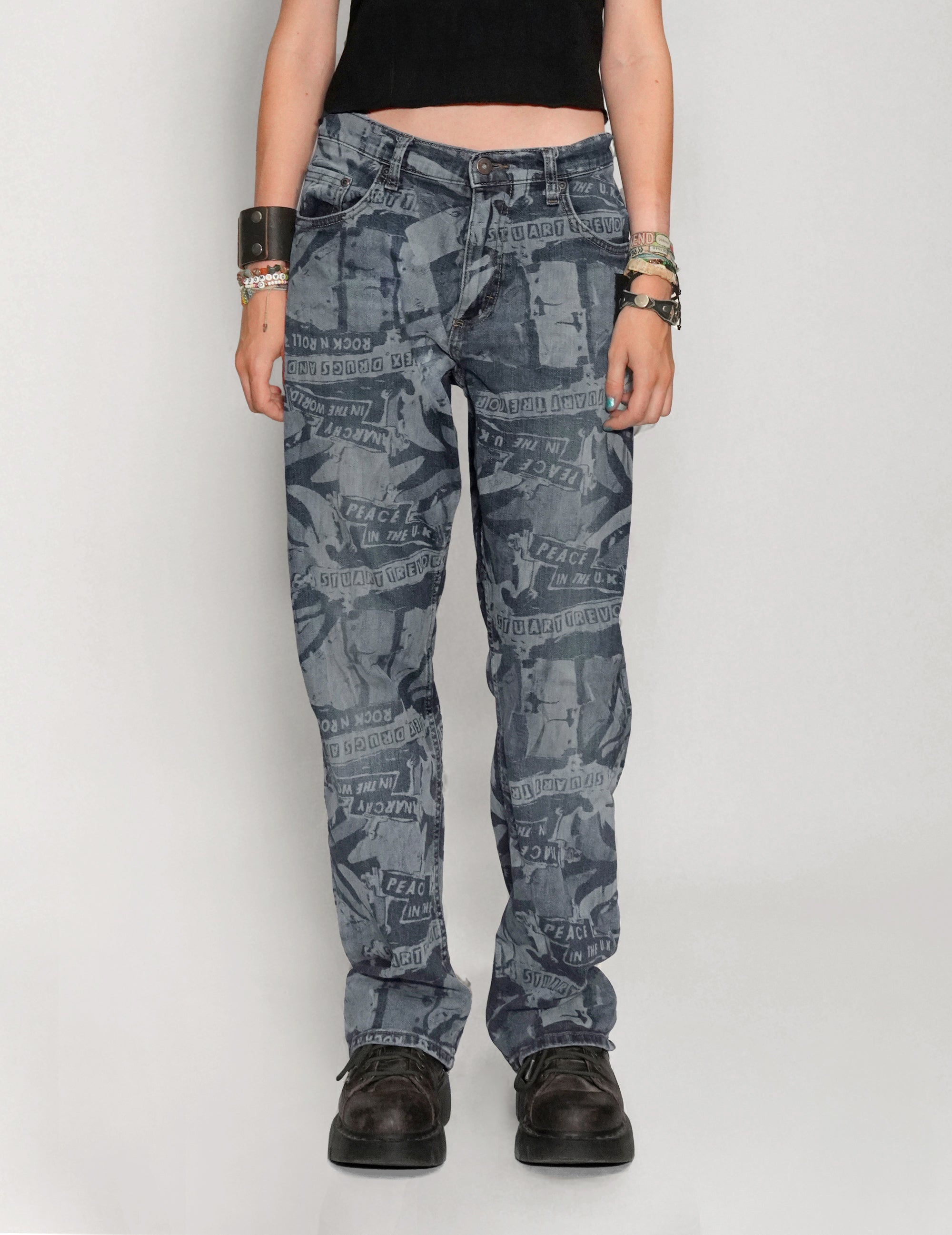 ‘Peace’ Laser Print Jeans in Indigo ‘Peace’ Laser Print Jeans in Indigo