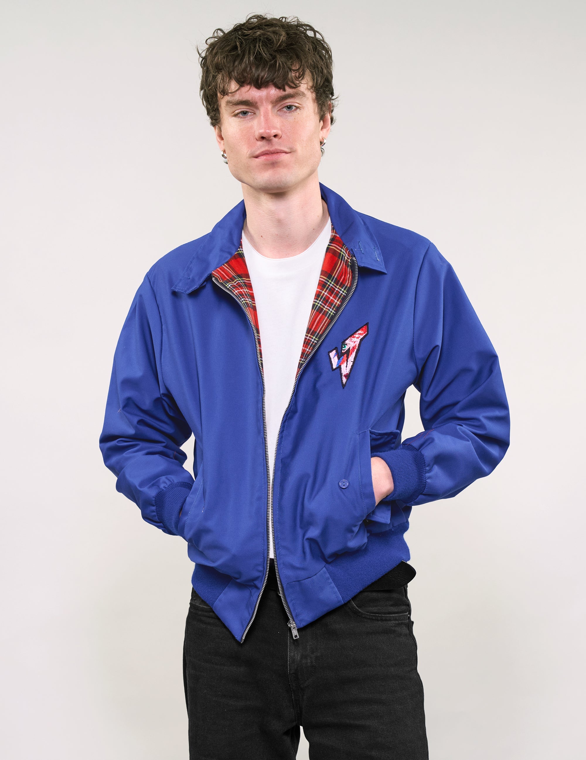 Classic Harrington Jacket in Blue – L With Logo Classic Harrington Jacket in Blue – L With Logo