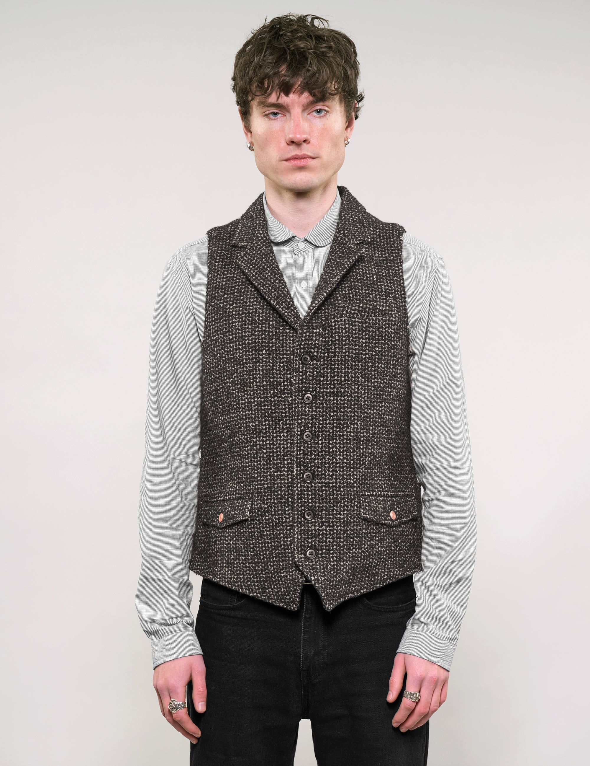 IMMORTAL Black and White Bouclé Tweed Waistcoat IMMORTAL Black and White Bouclé Tweed Waistcoat