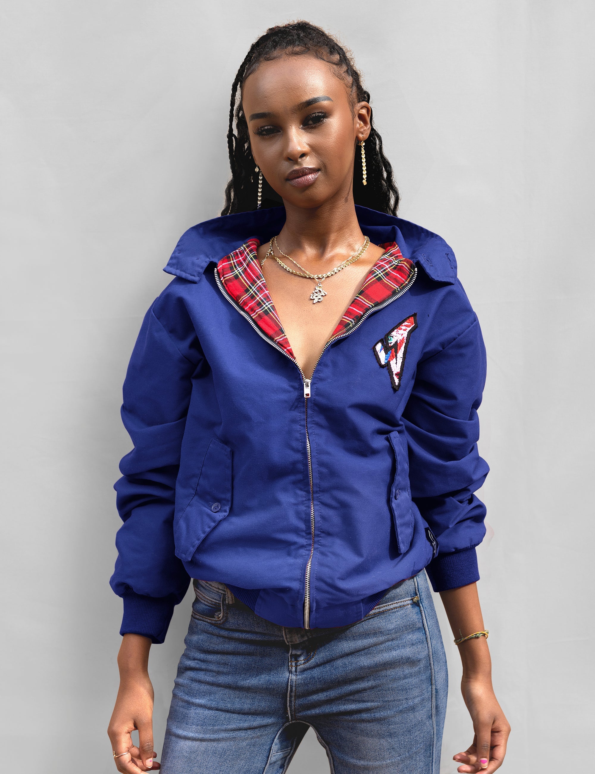 Classic Harrington Jacket in Blue – X No Logo Classic Harrington Jacket in Blue – X No Logo