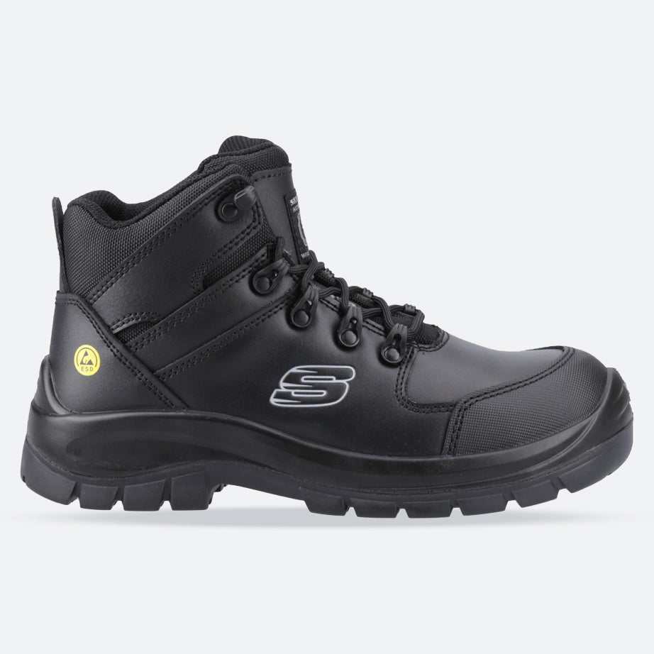 Men’s Wide Fit Skechers EC Work Trophus Kilram Boots, Black E Men’s Wide Fit Skechers EC Work Trophus Kilram Boots, Black E