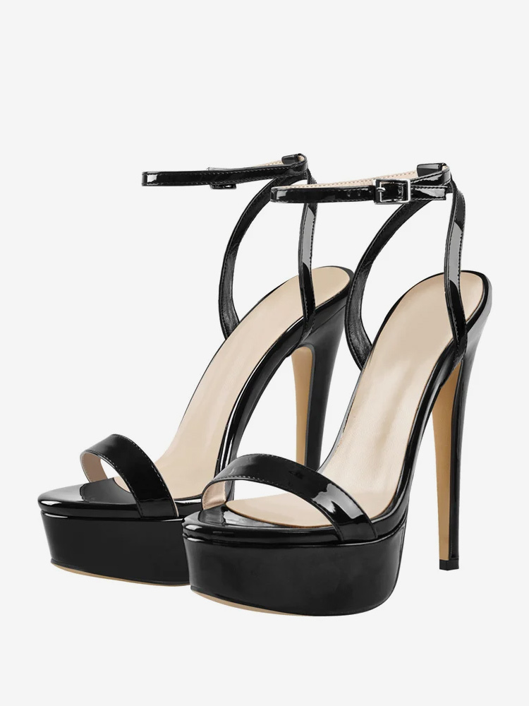 Black Sexy Sandals High Heel Platform Open Toe Ankle Strap Sandal Shoes Black Sexy Sandals High Heel Platform Open Toe Ankle Strap Sandal Shoes