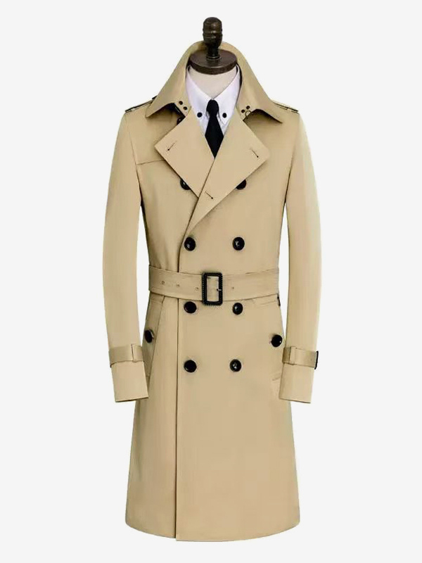 British Windbreaker Mid-Length Slim Business Windbreaker Windproof Jacket Men’s Coat