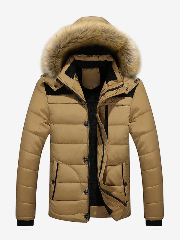 Men’s Cotton Coat Faux Fur Collar Hooded Casual Plus Size Parka Men’s Cotton Coat Faux Fur Collar Hooded Casual Plus Size Parka