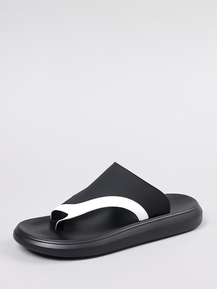 Mens Slippers Color Block Flip-Flops Platform Chunky Sandals