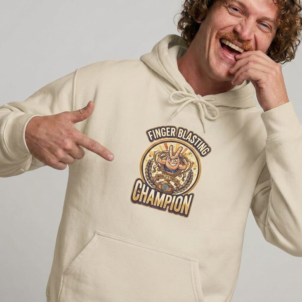 Finger Blasting Champion Funny Hoodie – L Sand Finger Blasting Champion Funny Hoodie – L Sand